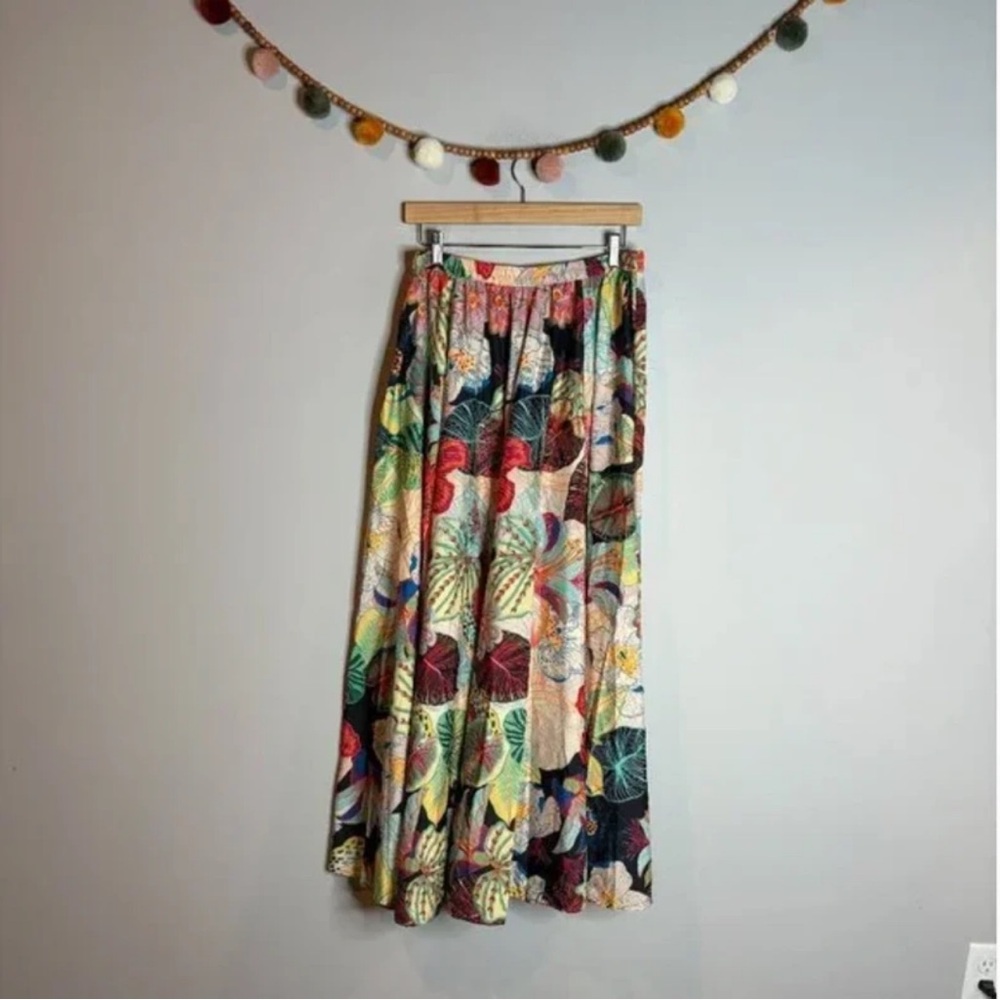 Christian Siriano Multicolor Leaf Maxi Skirt
